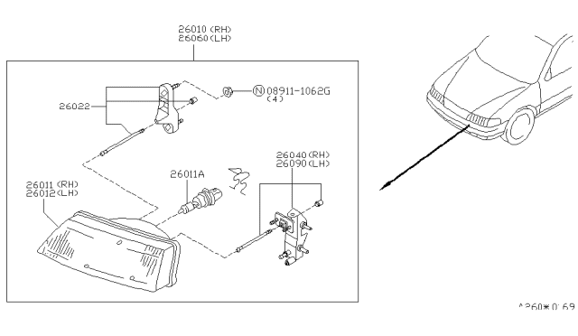 1999 Nissan Sentra Headlamp Diagram