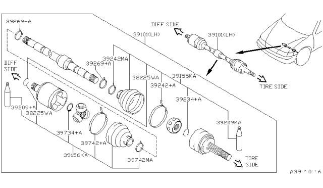 1999 Nissan Sentra Front Drive Shaft (FF) Diagram 1