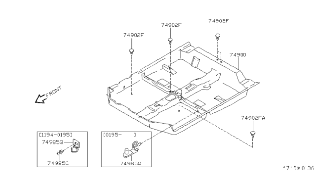 1997 Nissan 200SX Floor Trimming Diagram