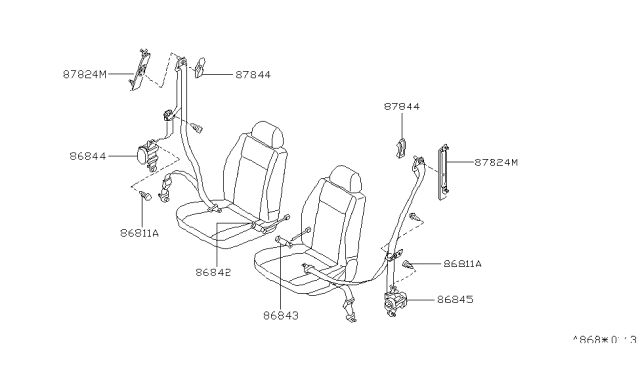 1998 Nissan 200SX Front Seat Belt Diagram