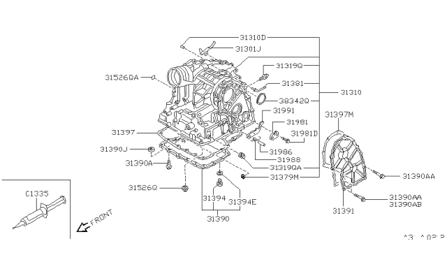 1998 Nissan 200SX Torque Converter,Housing & Case Diagram 1