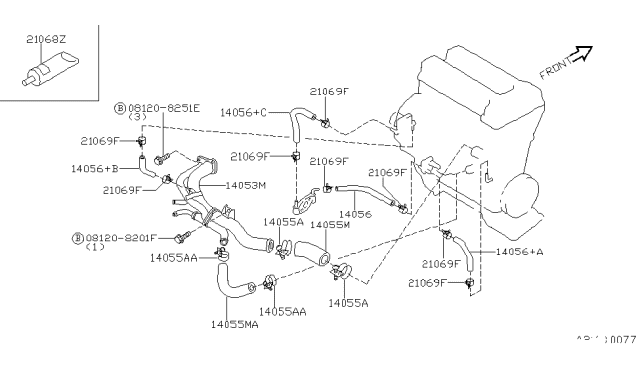 1995 Nissan Sentra Water Hose & Piping Diagram 2