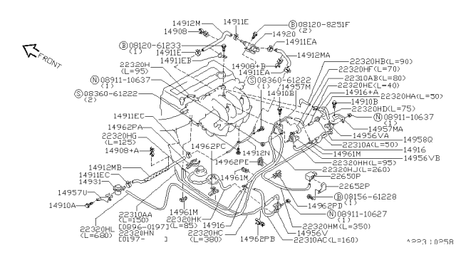 1997 Nissan Sentra Screw Hex Diagram for 08360-61222