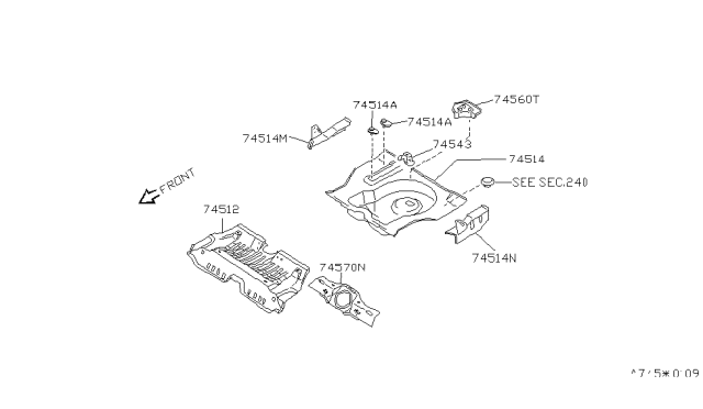 1997 Nissan 200SX Floor-Rear,Rear Diagram for 74514-1M230