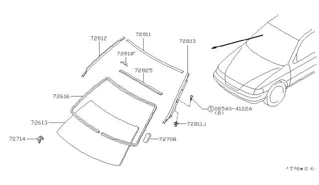 1998 Nissan 200SX Front Windshield Diagram