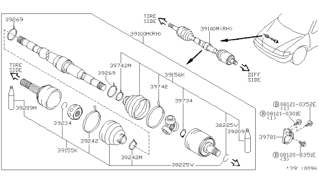 1998 Nissan Sentra Front Drive Shaft (FF) Diagram 4