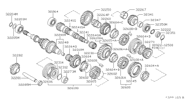 1996 Nissan 200SX Ring-Baulk Diagram for 32607-50J10