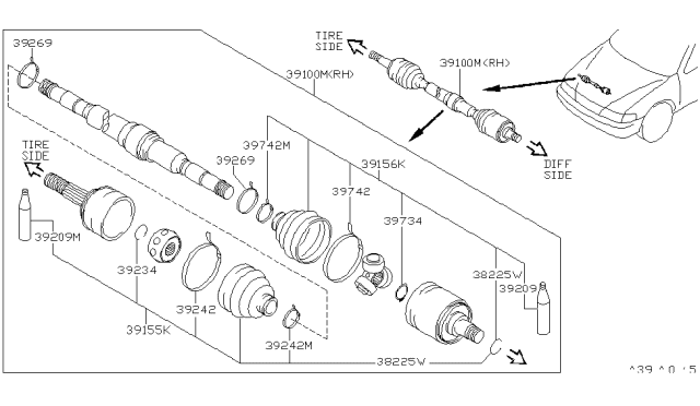 1998 Nissan Sentra Front Drive Shaft (FF) Diagram 3