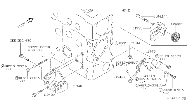 1995 Nissan Sentra Power Steering Pump Mounting Diagram 1