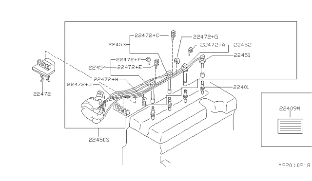 1998 Nissan 200SX Cable Assy-High Tension,No 4 Diagram for 22454-4B000