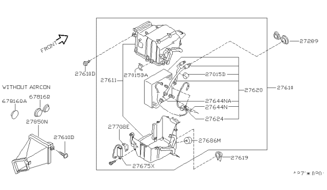 1997 Nissan Sentra Cooling Unit Assy Diagram for 27270-8B700
