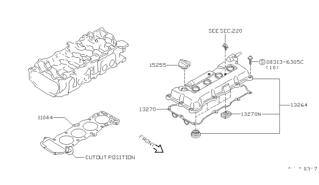 1997 Nissan Sentra Cylinder Head & Rocker Cover Diagram 3