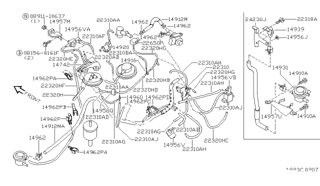 1997 Nissan 200SX Engine Control Vacuum Piping Diagram 1