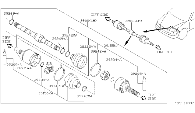 1995 Nissan Sentra Front Drive Shaft (FF) Diagram 2