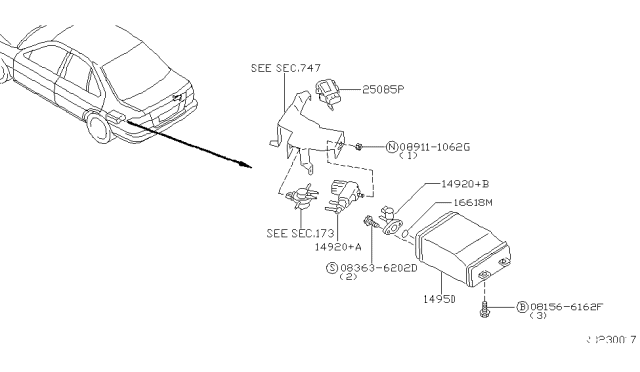 1996 Nissan Sentra Engine Control Vacuum Piping Diagram 2