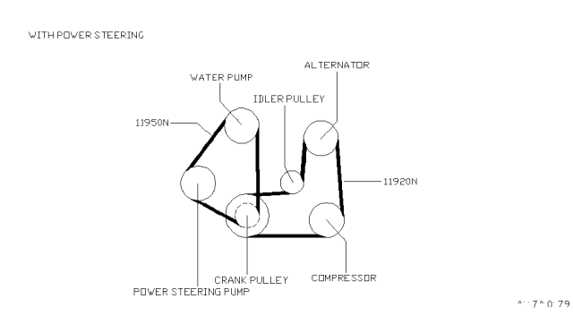 1999 Nissan Sentra Fan,Compressor & Power Steering Belt Diagram 2