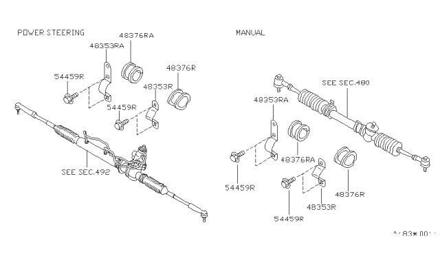 1999 Nissan Sentra Steering Gear Mounting Diagram