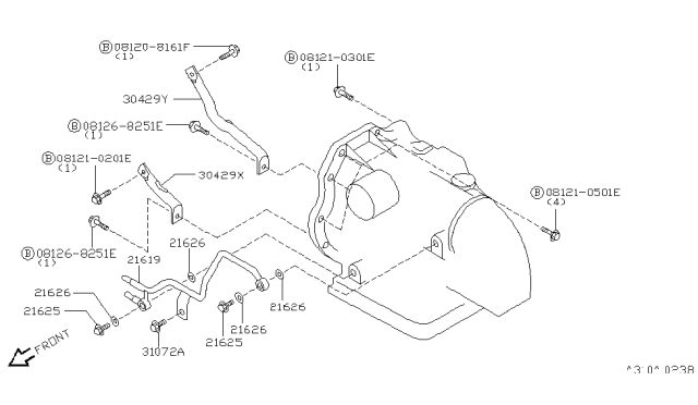 1997 Nissan Sentra Auto Transmission,Transaxle & Fitting Diagram 1