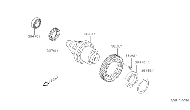 1995 Nissan Sentra Front Final Drive Diagram 3