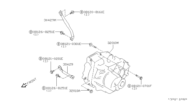 1998 Nissan Sentra Manual Transmission, Transaxle & Fitting Diagram 1