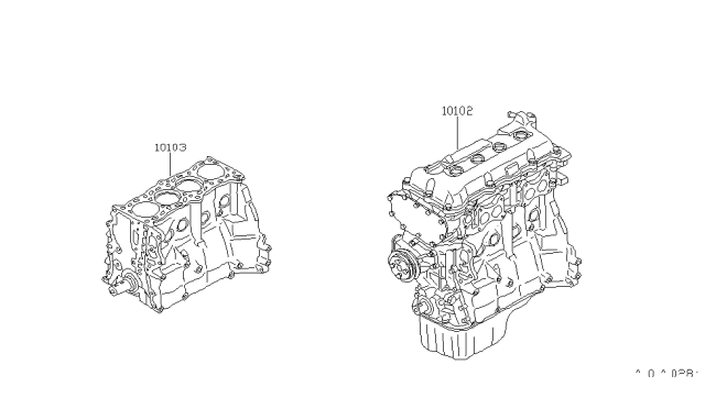 1998 Nissan Sentra Bare & Short Engine Diagram 1