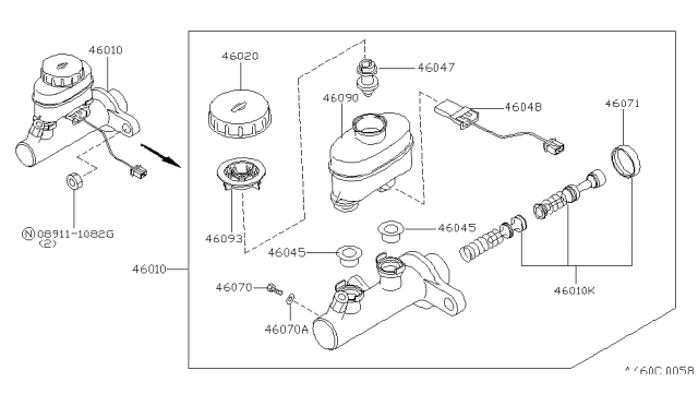 1995 Nissan 200SX Cylinder Brake Diagram for 46010-4B000