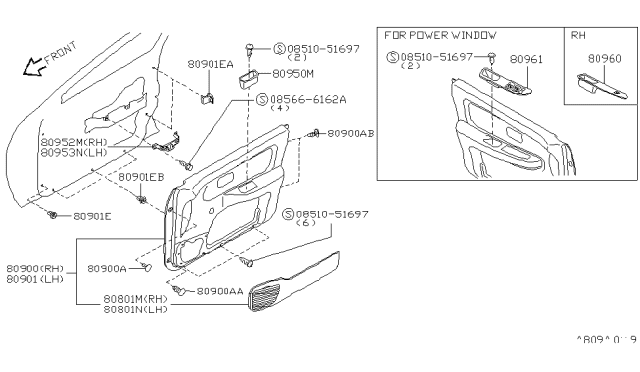 1998 Nissan 200SX Front Door Trimming Diagram 1