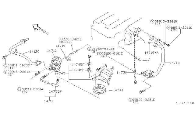 1995 Nissan Sentra EGR Parts Diagram 1