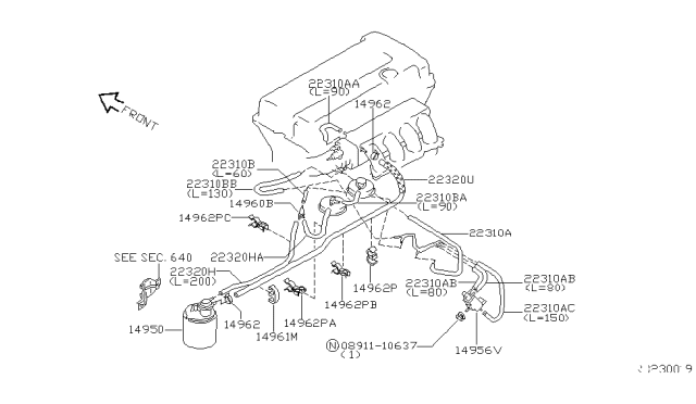 1997 Nissan Sentra CANISTER Assembly-EVAPORATION Diagram for 14950-0M200