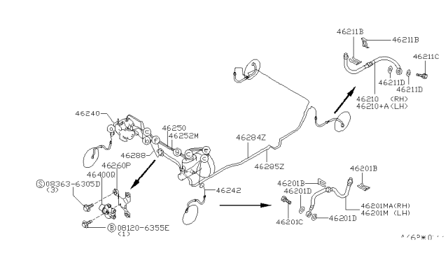 1997 Nissan 200SX Brake Piping & Control Diagram 2