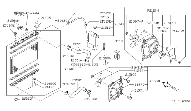 1995 Nissan Sentra Radiator,Shroud & Inverter Cooling Diagram 2