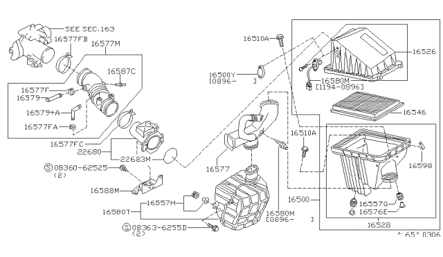 1997 Nissan Sentra Air Cleaner Diagram for 16500-0M700