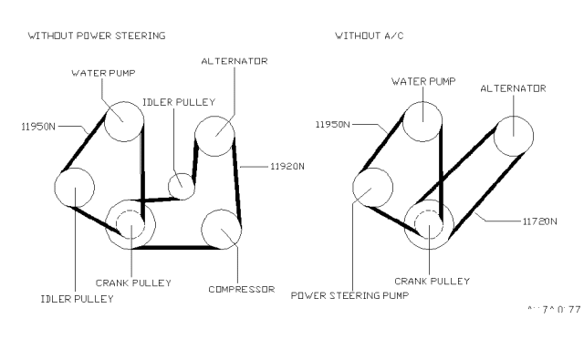 1998 Nissan 200SX Fan,Compressor & Power Steering Belt Diagram 3