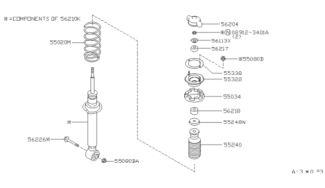 1997 Nissan 200SX ABSORBER Shock Diagram for 56210-4B425