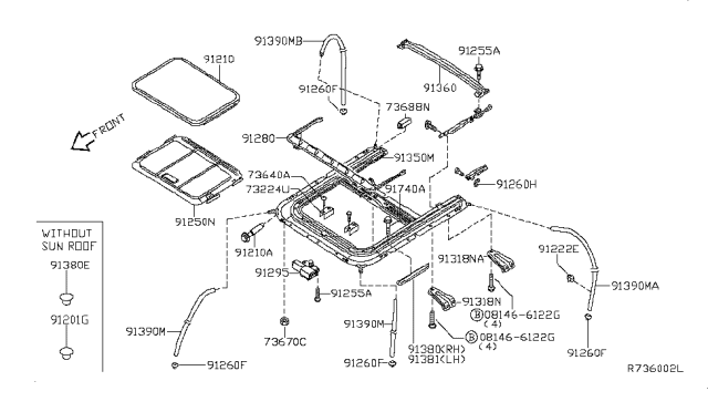 2008 Nissan Maxima Nut-Spring Diagram for 73224-7Y020