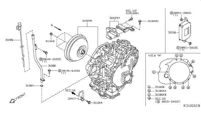 2008 Nissan Maxima Unit-Shift Control Diagram for 31036-ZK60E