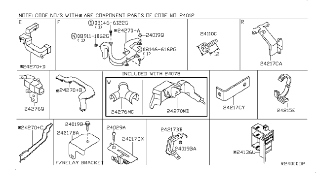 2007 Nissan Maxima Bracket-Harness Clip Diagram for 24239-8J10A