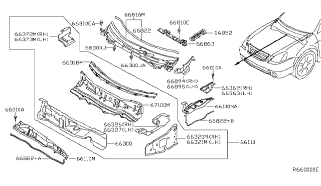 2007 Nissan Maxima Cowl Top & Fitting Diagram 2