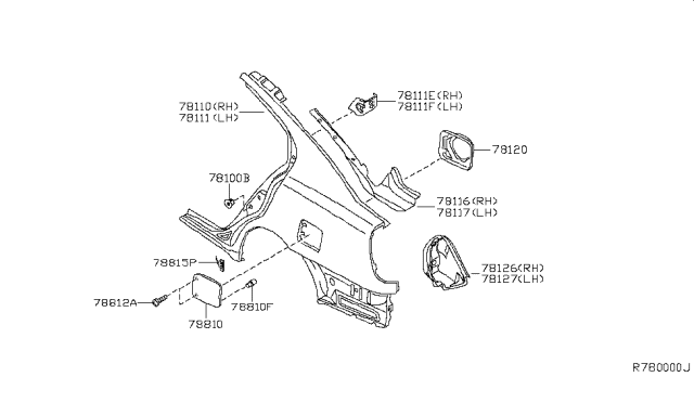 2006 Nissan Maxima Base-Filler Lid Diagram for 78120-7Y030