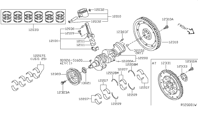 2006 Nissan Maxima Piston,Crankshaft & Flywheel Diagram 3