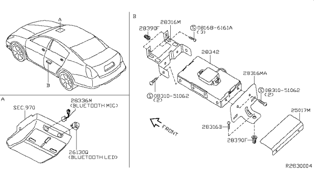 2007 Nissan Maxima Bracket Diagram for 68154-ZK01A