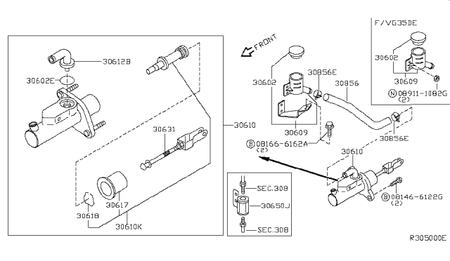 2006 Nissan Maxima Hose-Clutch Reservoir Diagram for 30856-8J100