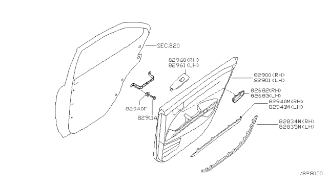 2006 Nissan Maxima Rear Door Trimming Diagram