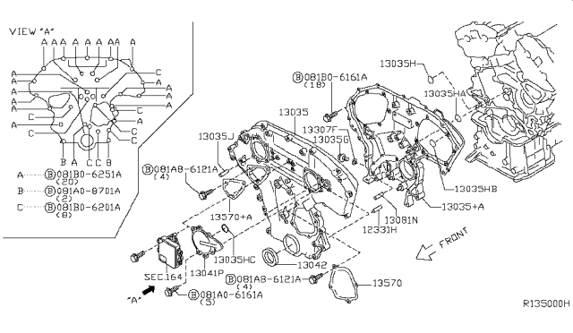 2007 Nissan Maxima Front Cover,Vacuum Pump & Fitting Diagram