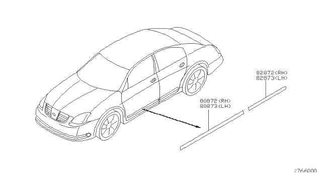 2006 Nissan Maxima MOULDING - Front Door, RH Diagram for 80870-7Y900