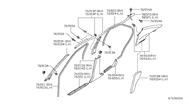 2008 Nissan Maxima Body Side Trimming Diagram