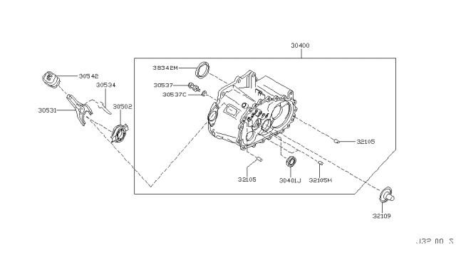 2005 Nissan Maxima Transmission Case & Clutch Release Diagram 1