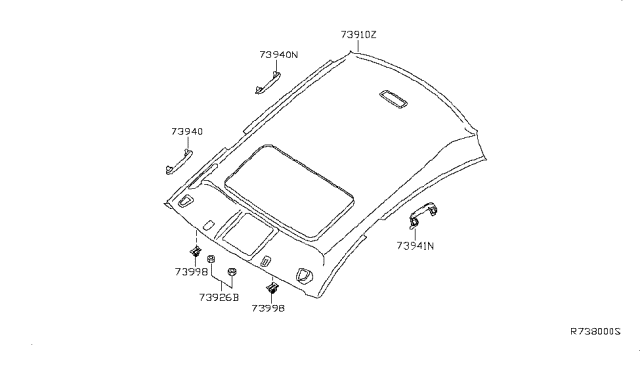 2006 Nissan Maxima Headlining Assy Diagram for 73910-7Y410