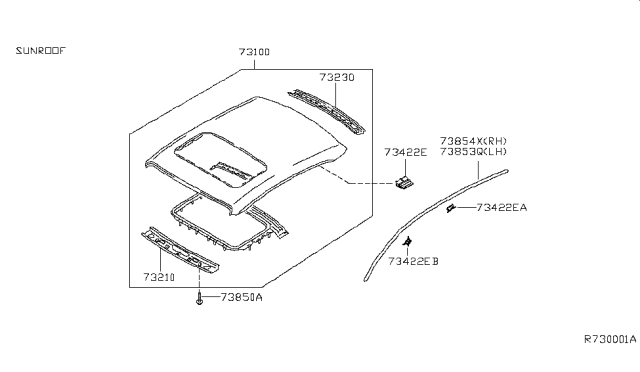 2008 Nissan Maxima Roof Panel & Fitting Diagram 2