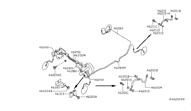 2008 Nissan Maxima Tube Assy-Brake,Front LH Diagram for 46242-ZK40A